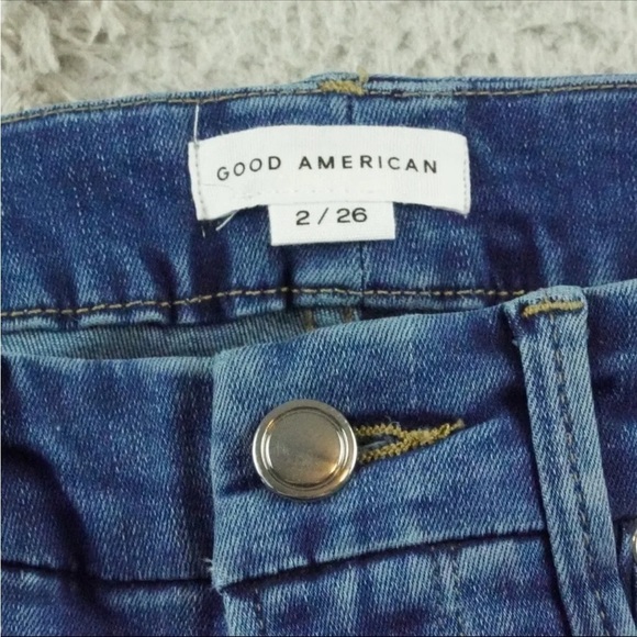 Good American Good Legs Skinny Jeans Womens 26 Distressed Blue Denim - Picture 3 of 9